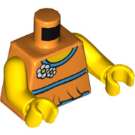 LEGO Minifigure Torso Halter Top with Medium Blue Trim and Flowers Pattern / Yellow Arms / Yellow Hands